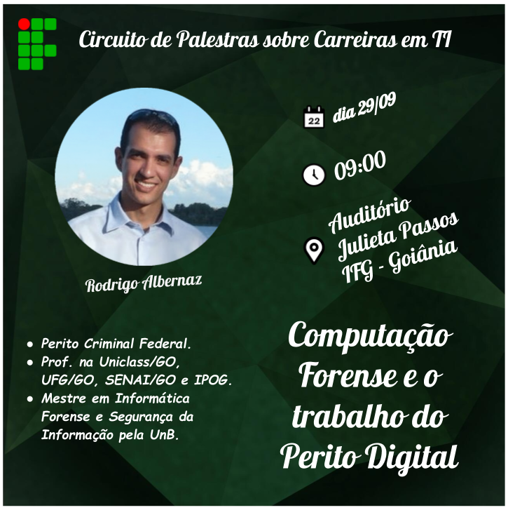 Imagem sobre a palestra Computação Forense e o Trabalho do Perito Digital